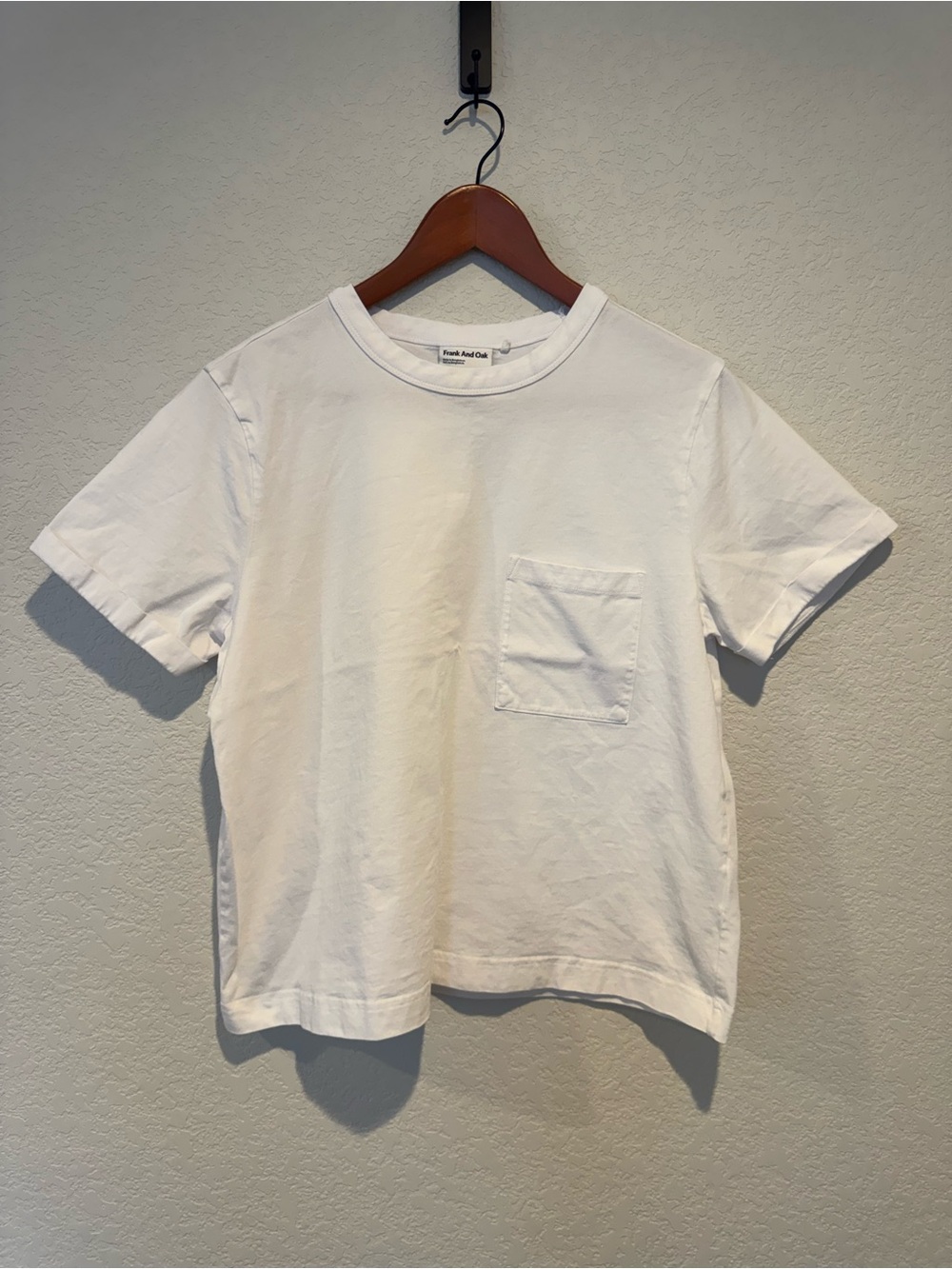 Frank and Oak White Cuffed T shirt